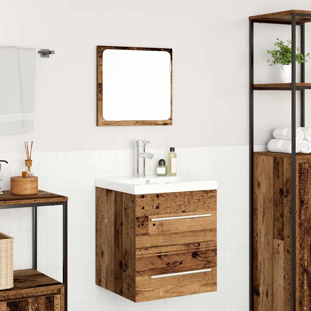Set di mobili per il Bagno | Armadio da bagno con cassetto 2 pz Legno vecchio