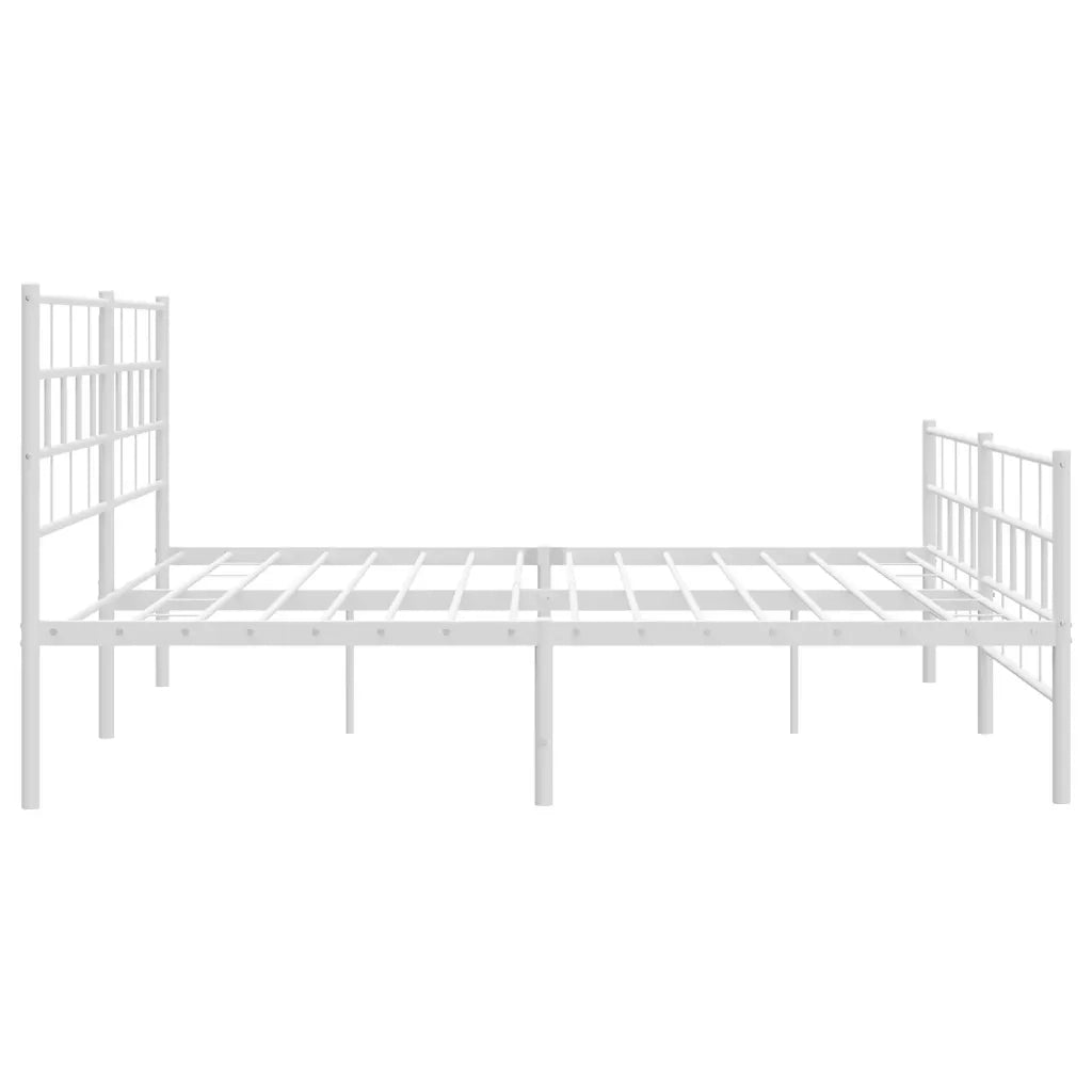 Giroletto con Testiera e Pediera-Struttura Letto Metallo Bianco 200x200 cm 854547