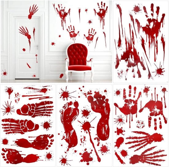Sticker per finestra Halloween - impronte di sangue - impronte di piede - decorazione spaventosa - vinile acqua resistente - ideale per la decorazione di festa - adesivi decorativi