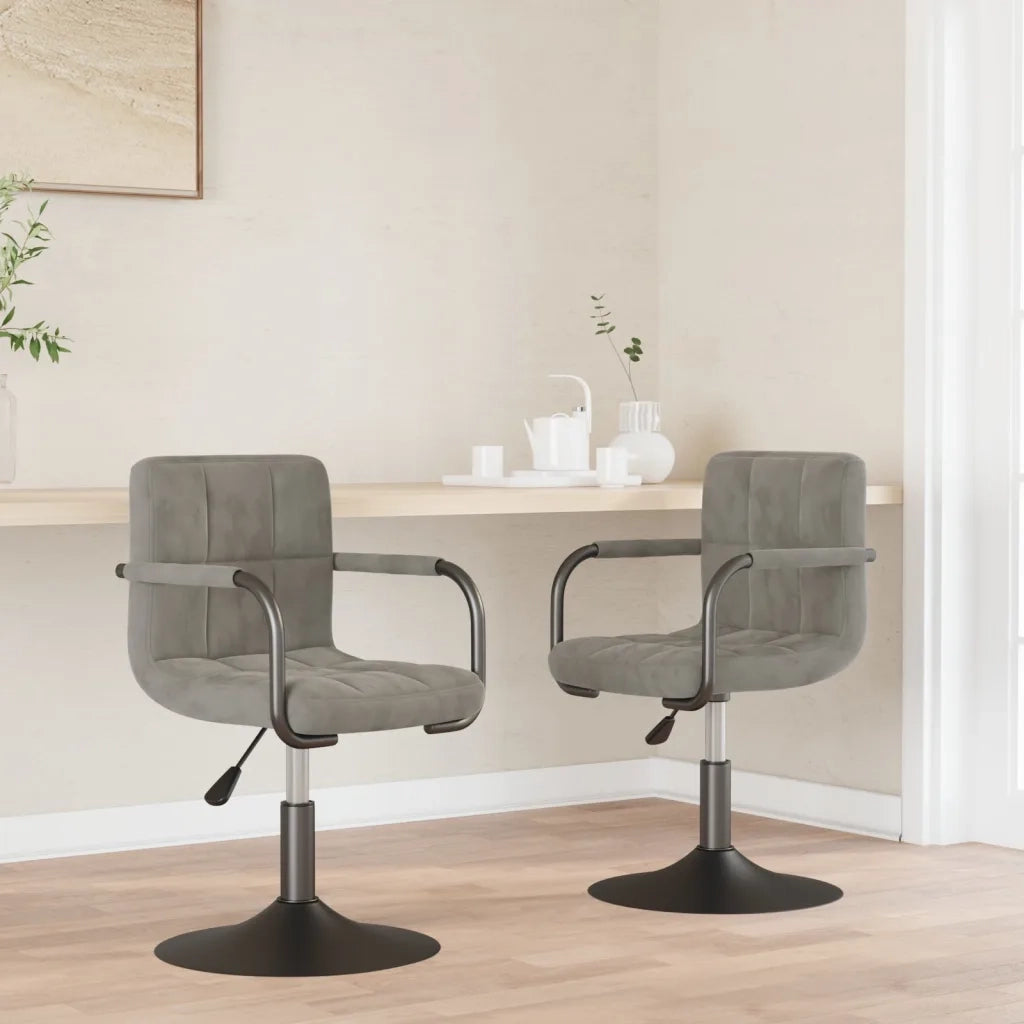 Sedie da Pranzo Girevoli 2 pz Grigio Chiaro in Velluto 334617