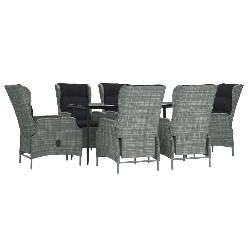 Set da Pranzo da Giardino 7 pz Grigio Chiaro in Polyrattan 3156807