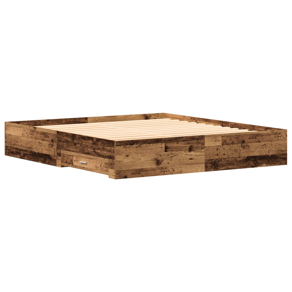 Struttura del letto  con cassetti in legno vecchio 180x200 cm in legno ingegnerizzato