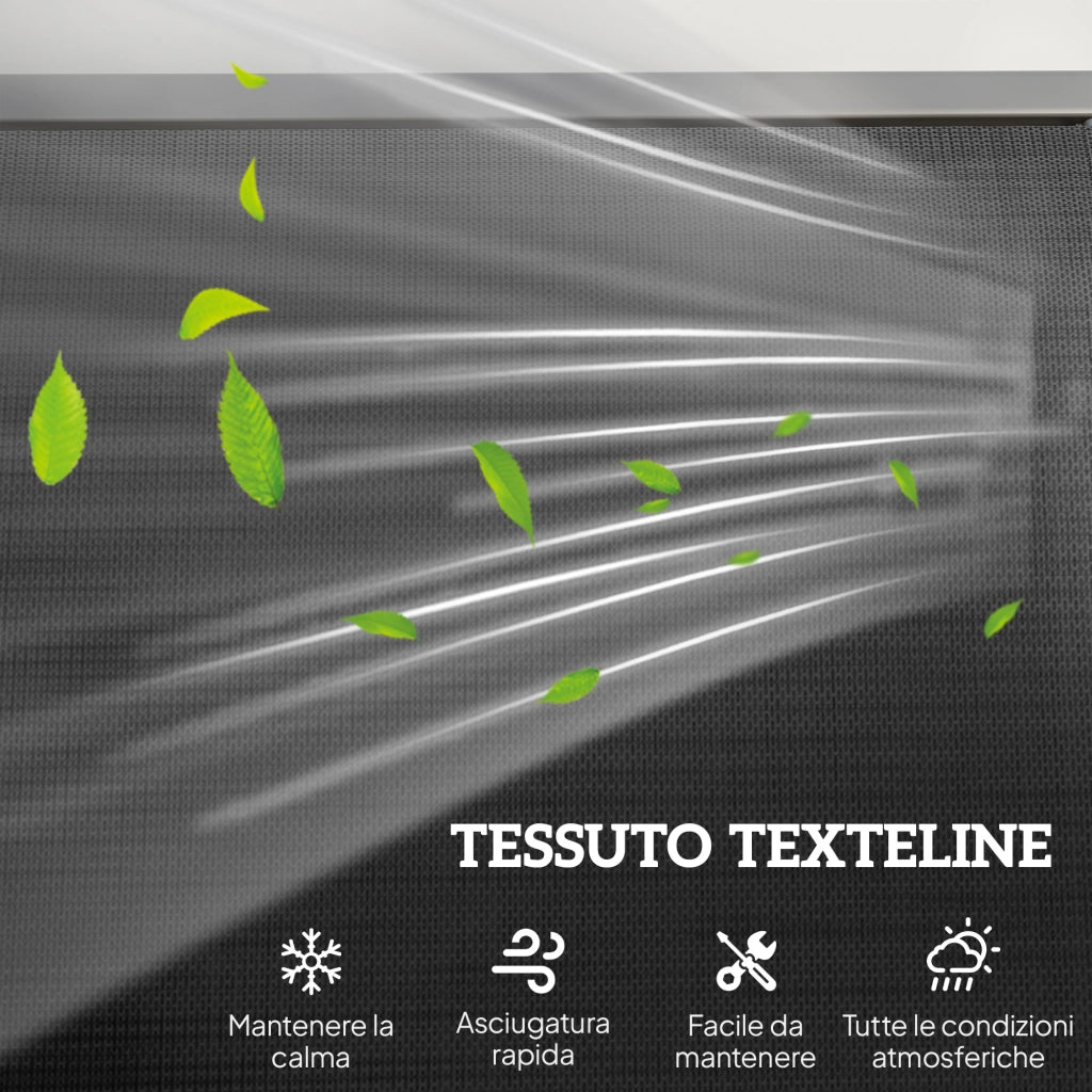 Panchina a Dondolo 3 Posti ¨C Zephmum ¨C Nero Metallo Tessuto 147x70x85