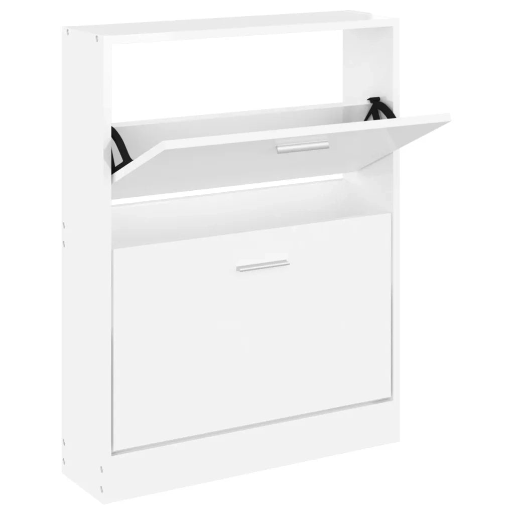 Scarpiera Bianco Lucido 59x17x81 cm in Legno Multistrato 342538