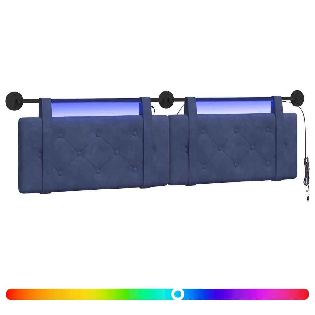 Testiera | Testata sospesa Con luce LED Blu Polizia Velluto