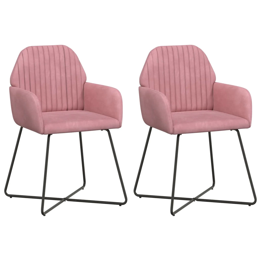 Sedie da pranzo 2 pcs Velluto (V) Rosa 55 x 50 x 84 cm 42034369