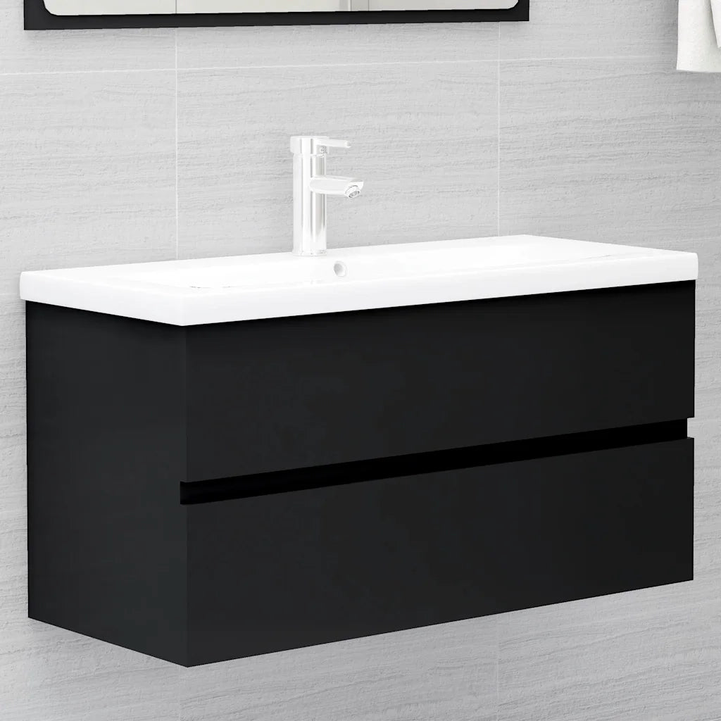 Mobile Lavabo | Armadio Lavabo Nero 90x38,5x45 cm in Legno Multistrato