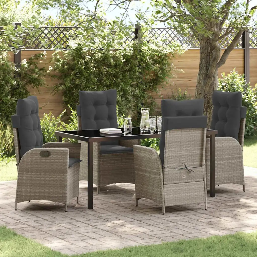 Set da Pranzo per Giardino 5 pcs Grigio chiaro polyrattan 3380522