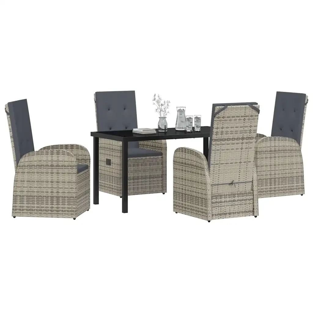 Set da Pranzo per Giardino con cuscino 5 pcs Grigio polyrattan 3379480