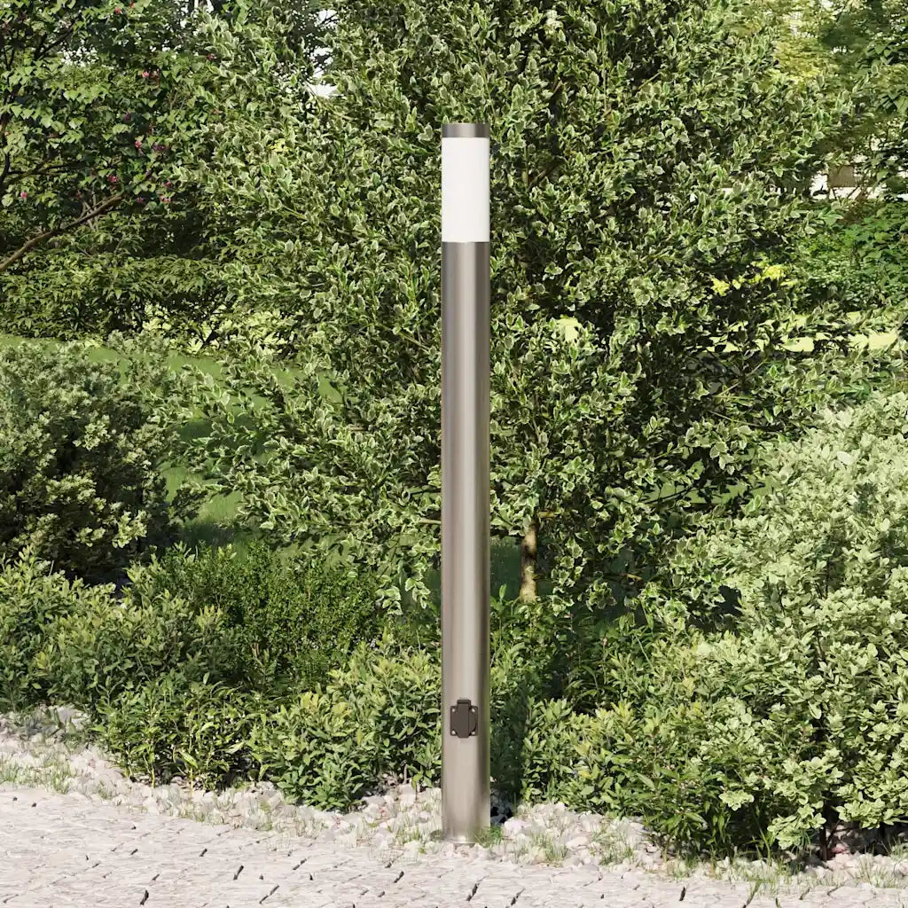 Lampada a paletto con presa elettrica 110 cm Acciaio Inox IP44 4006015