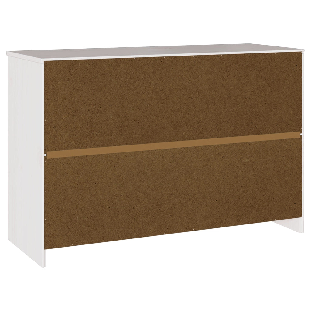 Credenza "DRAMMEN" Bianca 114x43x75,5 cm in Legno Massello di Pino