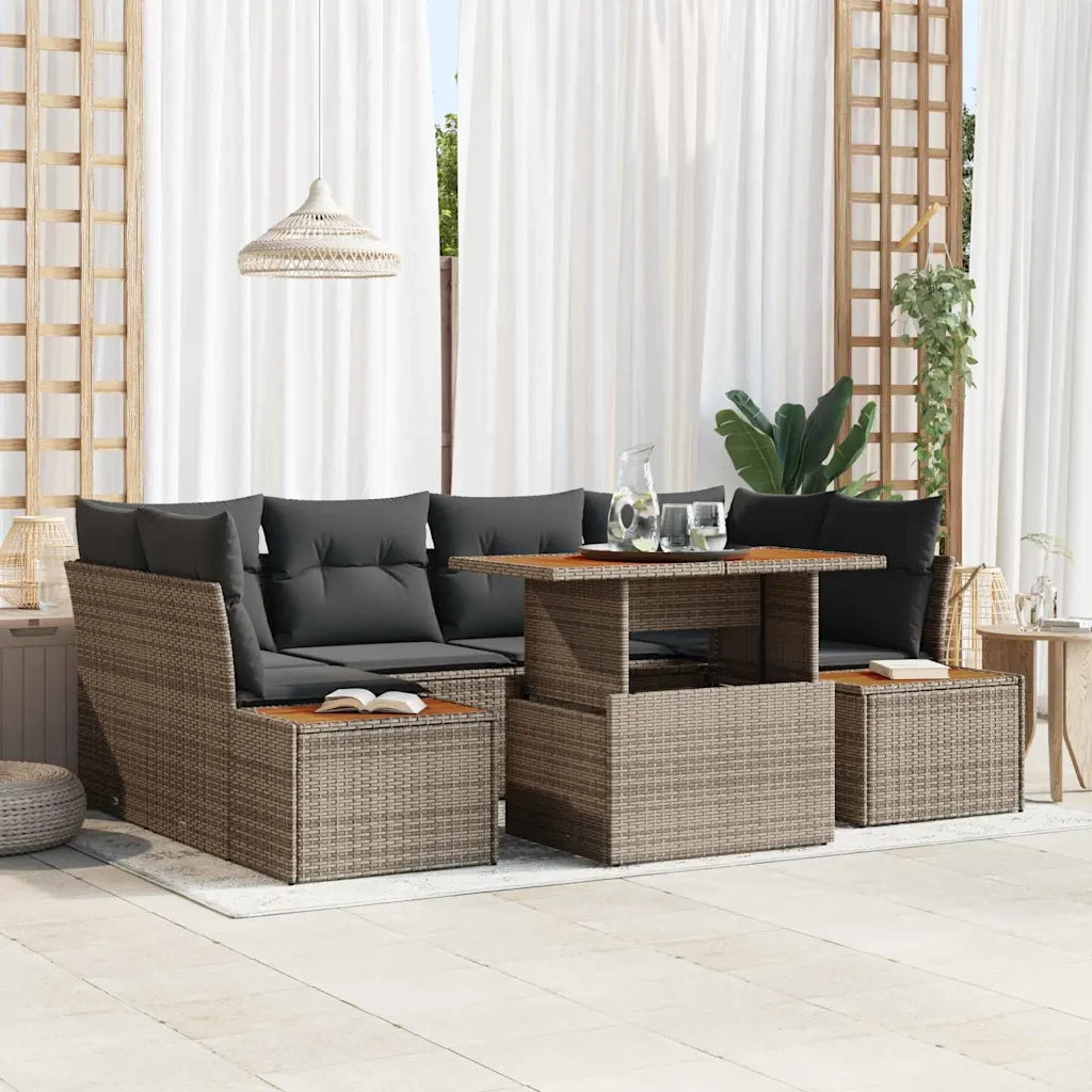 Set da Pranzo per Giardino con cuscino 9 pcs Grigio e Marrone 3350036