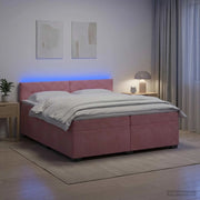 Letto con Box Spring, Materasso e LED Rosa 200 x 200 cm Velluto 3452251