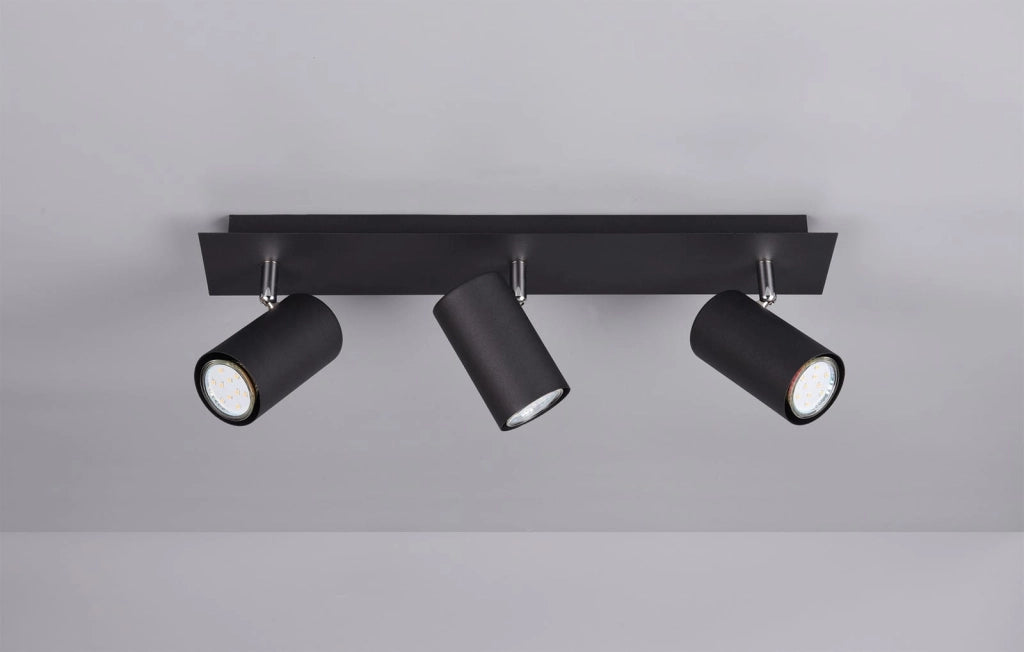 Faretto soffitto MARLEY nero 3xGU10 dimmer metallo Trio