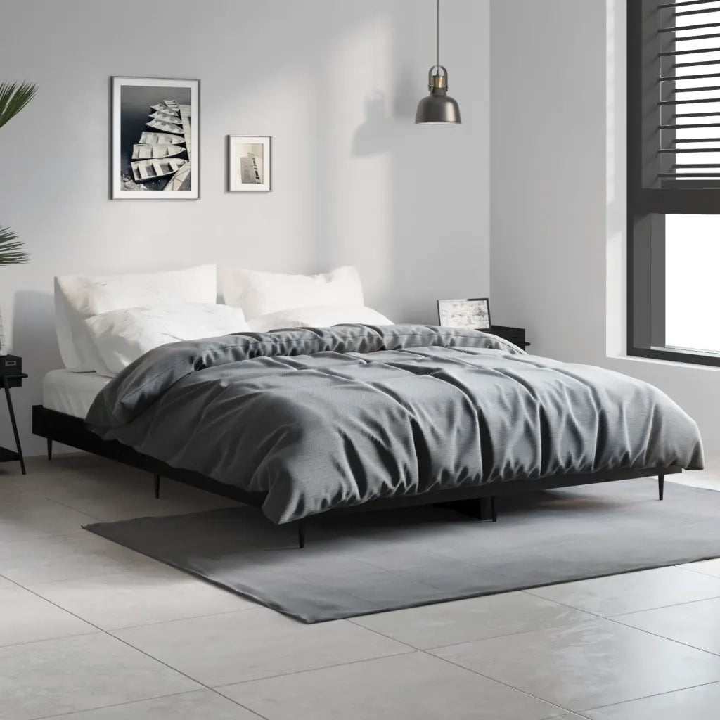 Giroletto-Struttura Letto Nero 140x190 cm in Legno Multistrato 537080