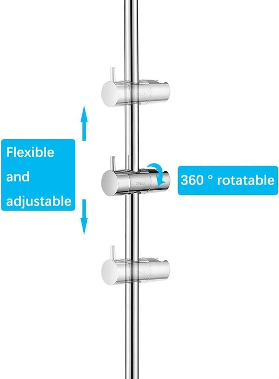 Douchestang in acciaio inossidabile 75 cm, douchestang con supporti flessibili in metallo (zincatura, quadrato), maniglione per doccia, stanghe per doccia, finitura cromata