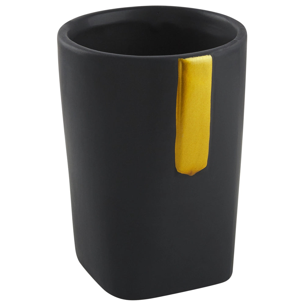 Set di 3 Accessori Bagno in Ceramica Nero dispenser sapone porta sapone portaspazzolini