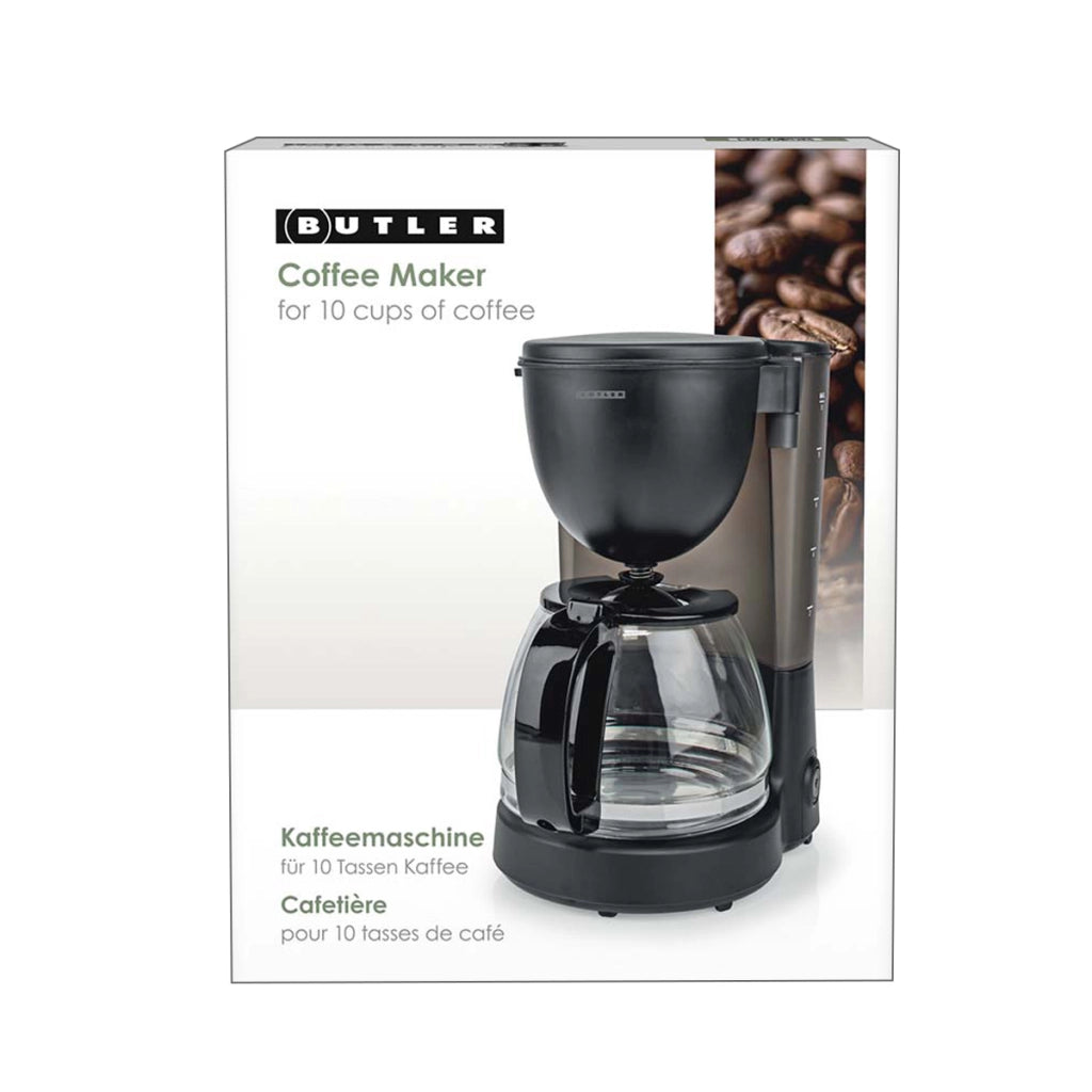 Macchina da Caffè a Filtro 10 Tazze Mantenimento in Caldo Spegnimento Automatico 750W Nero Butler
