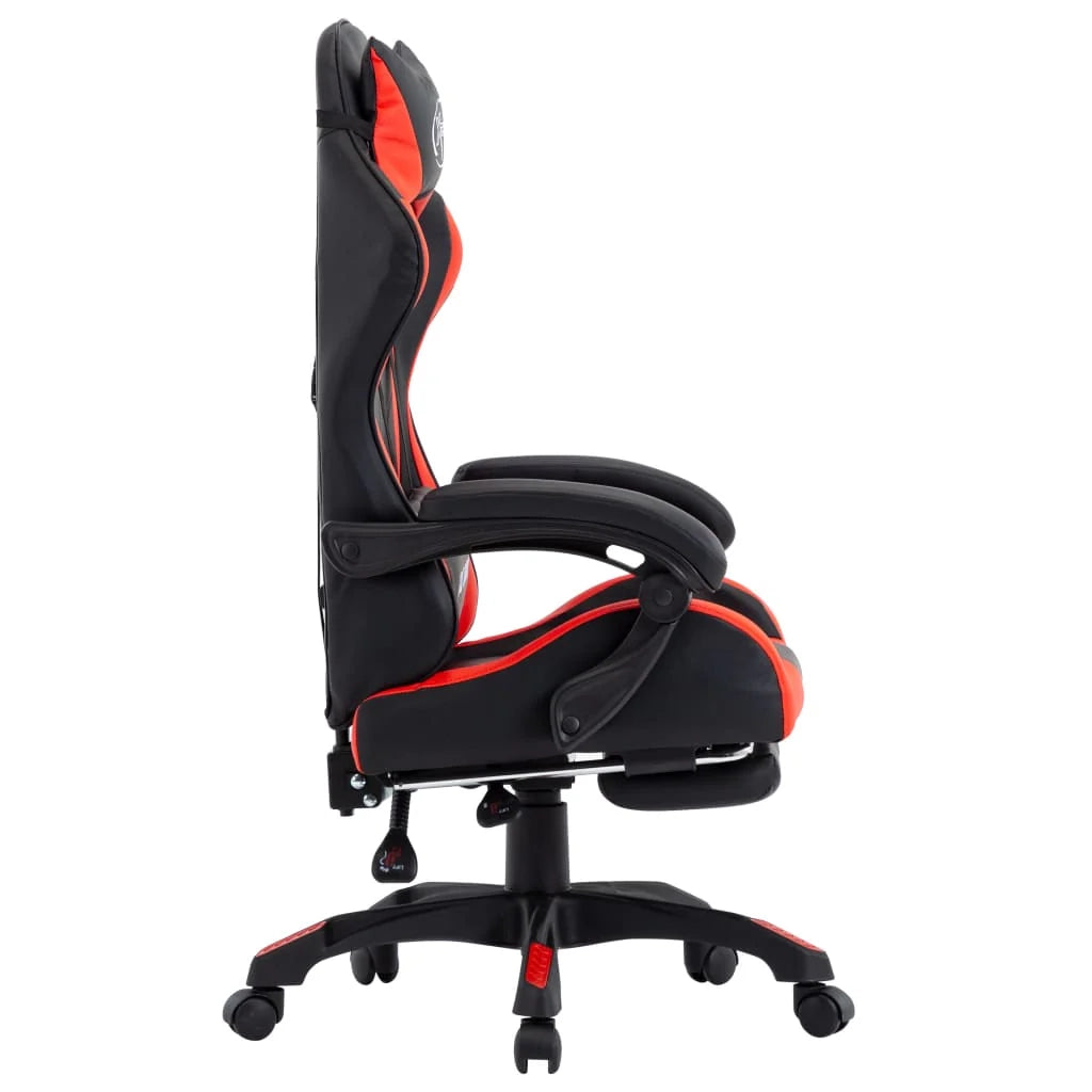 Sedia/seduta girevole da ufficio per uso computer studio videogiochi e con poggiapiedi realizzata in similpelle rossa 02_0024225