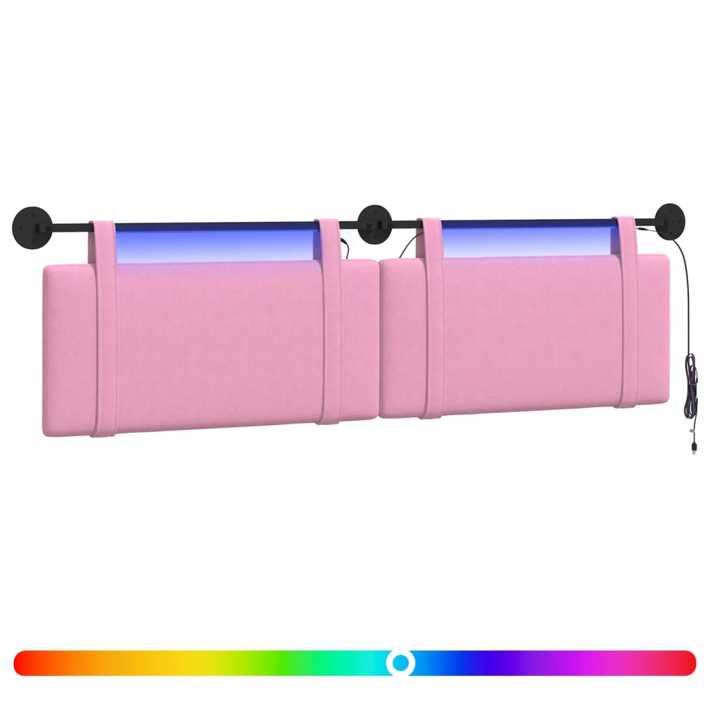 Testiera sospesa Con luce LED Rosa Tessuto 3423977