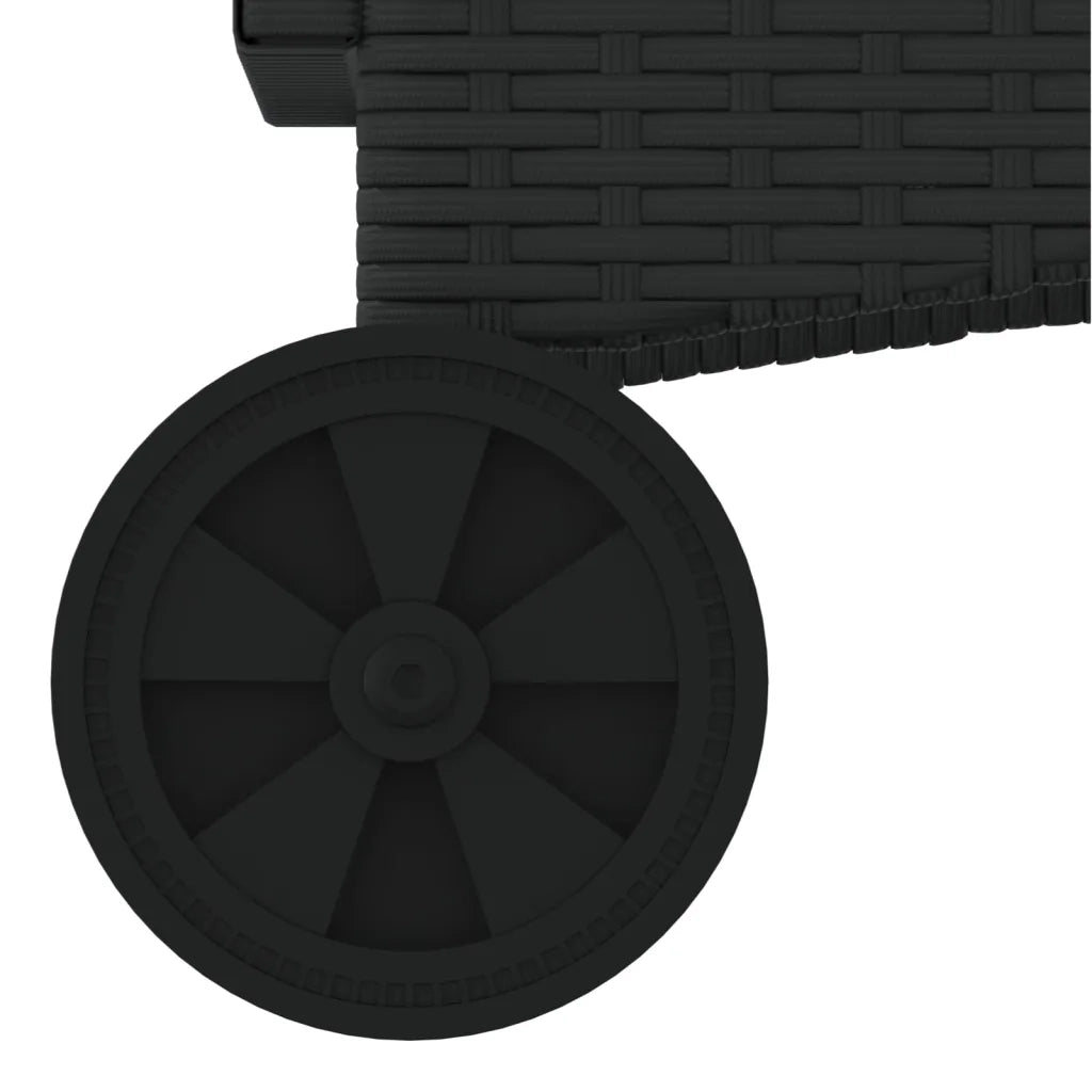 Lettino Prendisole | Sdraio da giardino | Lettino da sole con Ruote e Cuscino in Polyrattan Nero