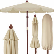 Ombrellone in Legno 330cm UV50+ Idrorepellente Ombrello Rotondo Stabile Antivento da Giardino Balcone