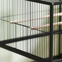 Gabbia per Uccelli con Ripiano Inferiore, Vassoio e Griglia Rimovibili, in Acciaio e PP, 48x46x83 cm, Nero