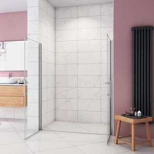 Box Doccia per Nicchia 185 cm Doppia Porta Battente Saloon Vetro Temperato 6 mm Anticalcare Larga 145 cm (70+80: 1418-1458 mm)