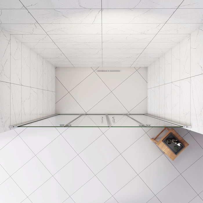 Box Doccia in Linea per Nicchia 185 cm Doppia Porta Battente 4 Ante Pieghevoli Saloon Vetro Temperato 6 mm Anticalcare 155 cm (70+90: 1518-1558 mm)