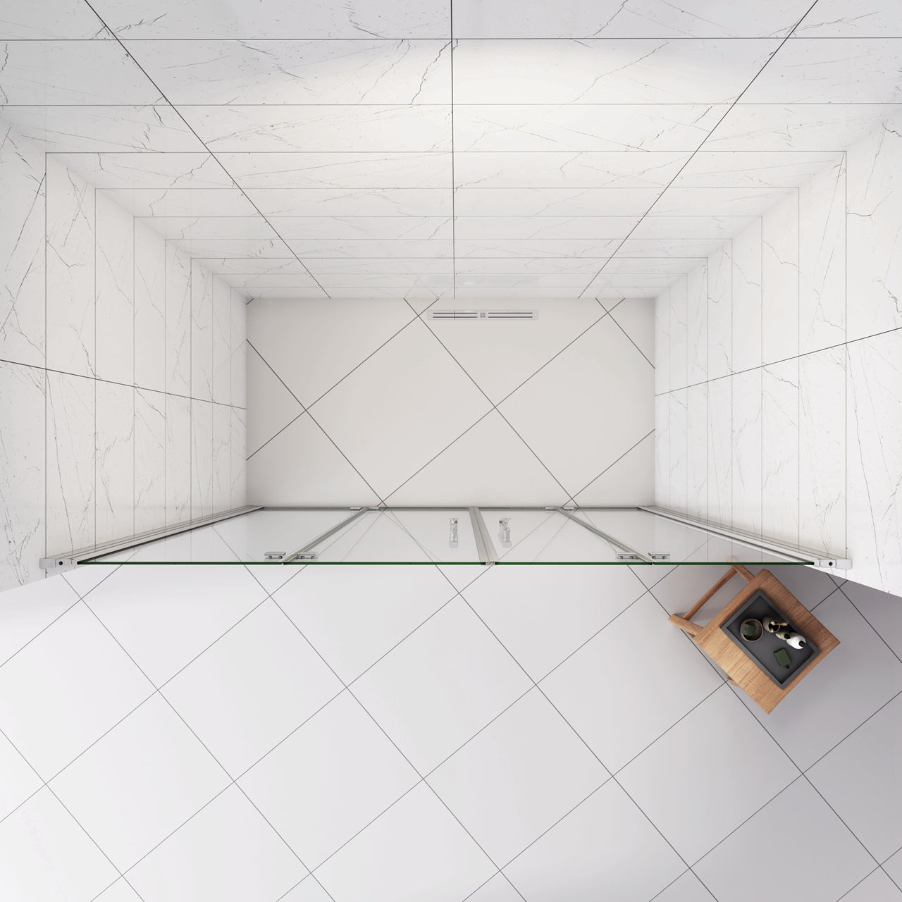 Box Doccia in Linea per Nicchia 195 cm Doppia Porta Battente 4 Ante Pieghevoli Saloon Vetro Temperato 6 mm Anticalcare 150 cm (80+76: 1478-1518 mm)