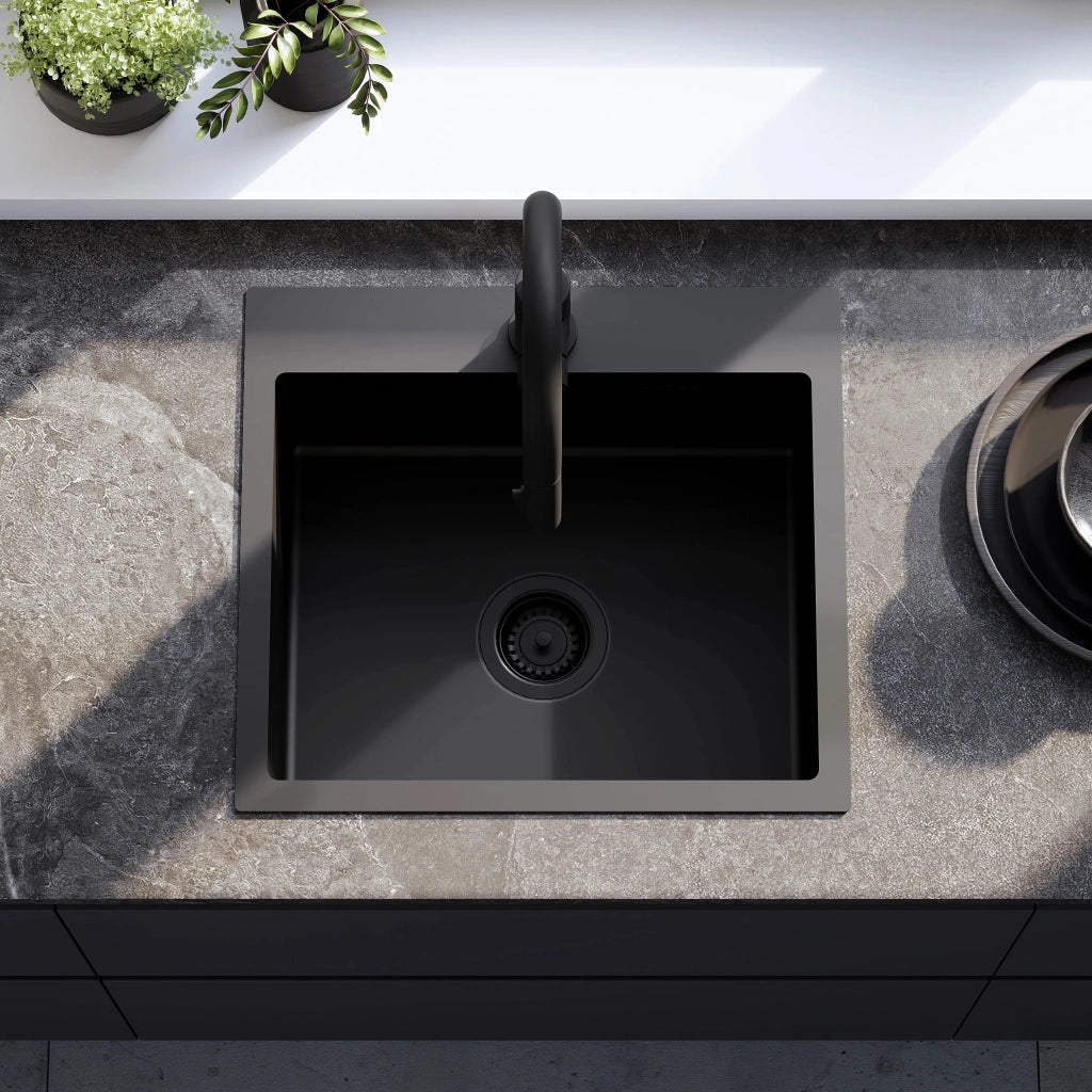 Lavello In Acciaio Leo 50 Black senza rubinetto da cucina
