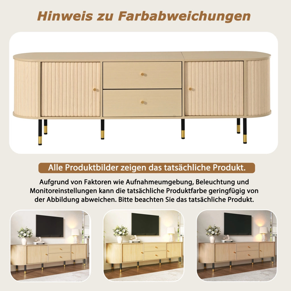 Mobile porta televisore con 2 cassetti e 2 ante scorrevoli 180x40x58 cm
