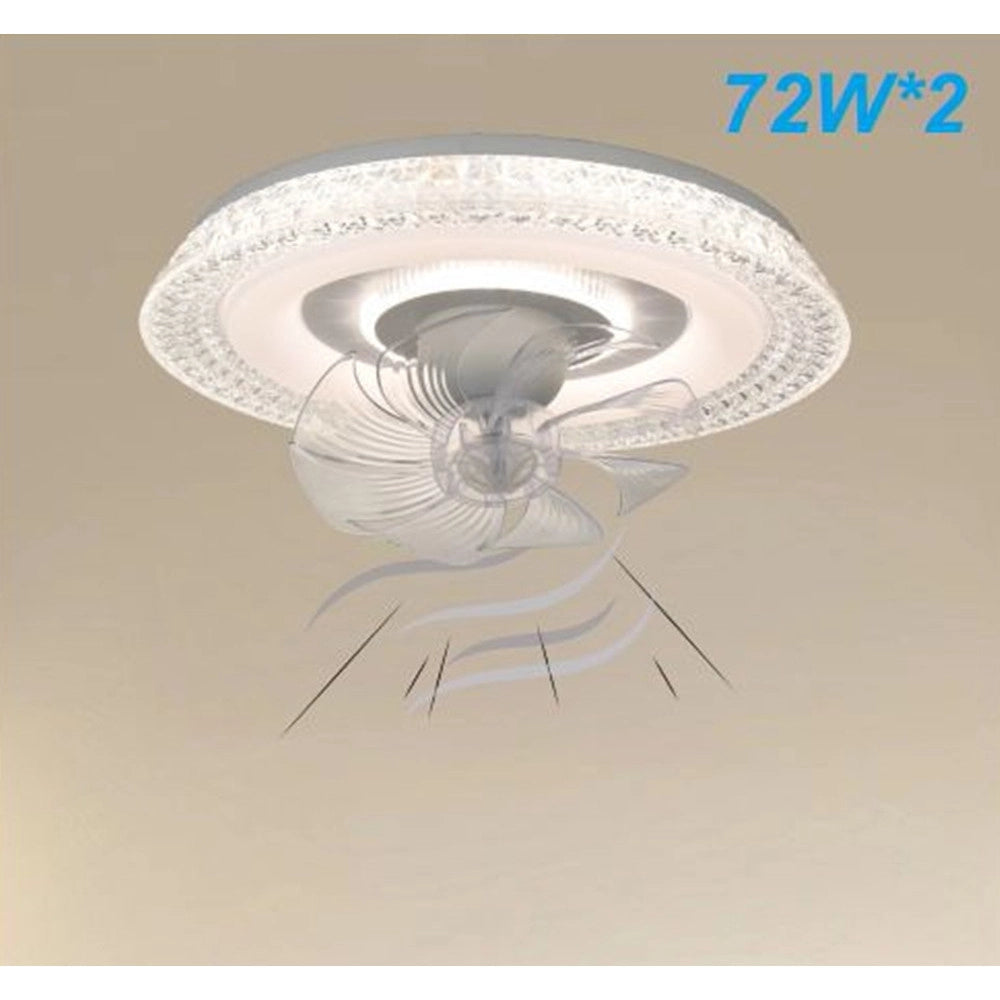 Trade Shop - Plafoniera Cristallo Con Ventola Lampada Soffitto Ventilatore Luce 3200k-6500k 33221 -