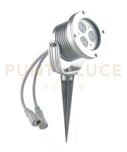 PROIETTORE LED IRIDE DC12 E 24V SILVER 9W RGB DIMMERABILE IP65 CON PICCHETTO 9,9X13,8CM