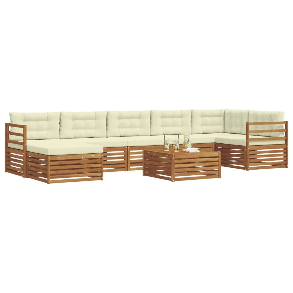 Set di divani da esterno con cuscino 8 pcs Naturale e Crema