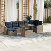 Set Divani da Giardino 8 pz con Cuscini Grigio in Polyrattan 3274831