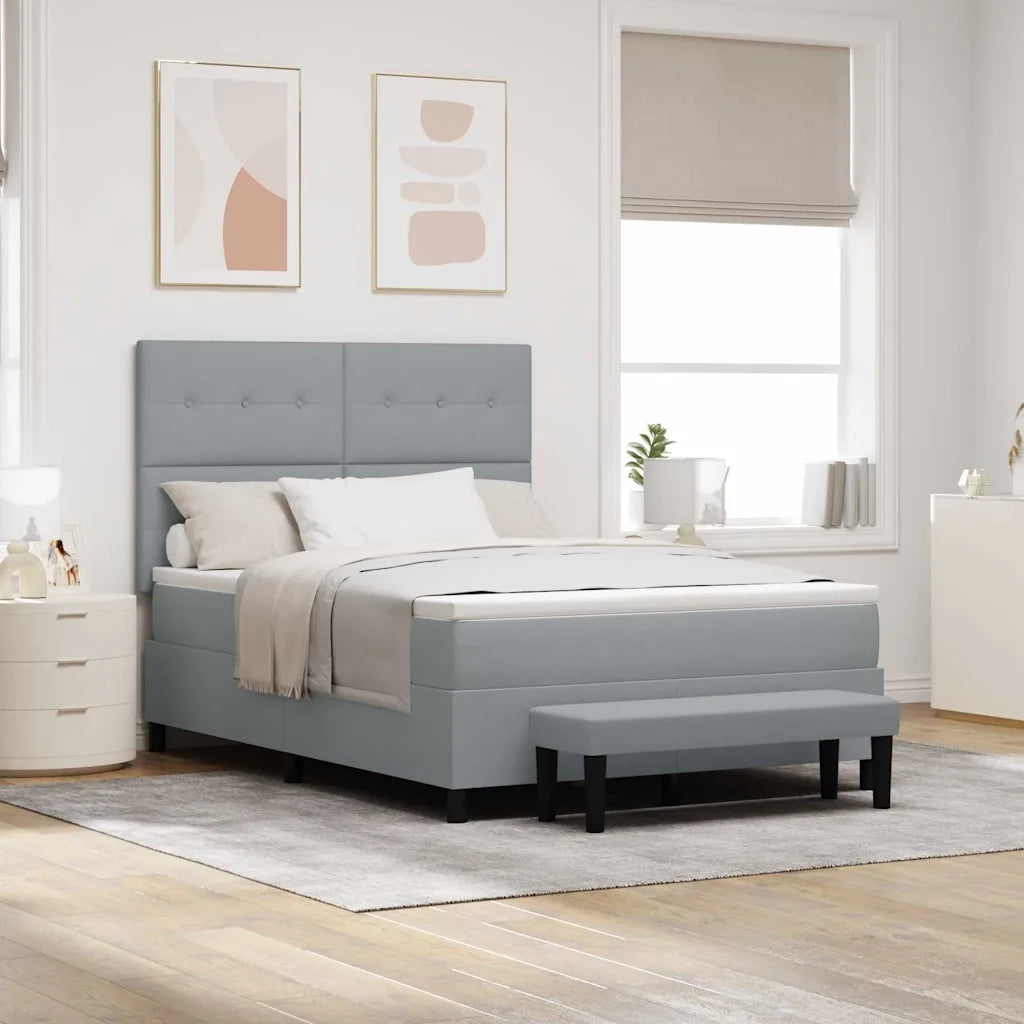 Letto a molle con materasso Grigio chiaro 140 x 200 cm Tessuto
