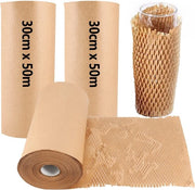 Papier per impacchettamento 30 cm x 50 m - 2 pezzi - Confezione - Demping - Carta kraft - Risparmio di spazio - Carta per confezioni
