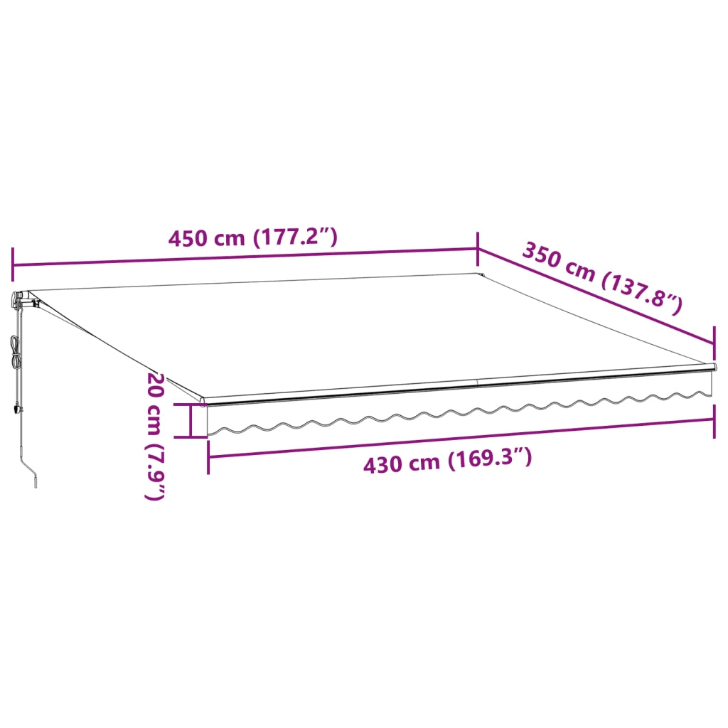Tenda da Sole Retrattile Manuale Antracite e Bianco 450x350 cm 3215796