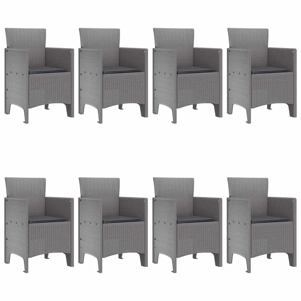 Set da Pranzo per Giardino 9 pcs Grigio Chiaro Polipropilene 3378590