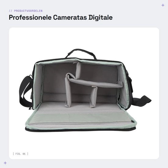 Borsa di Trasporto per Fotocamera Professionale - Tasca a Spalla con Parete Divisoria Removibile - Resistente allo Shock - Chiusura a Doppia Fetta - Grande Capacità - Tasca per Fotocamera