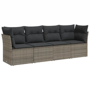 Set Divani da Giardino 4 pz | Set Salotto da Giardino con Cuscini in Polyrattan Grigio