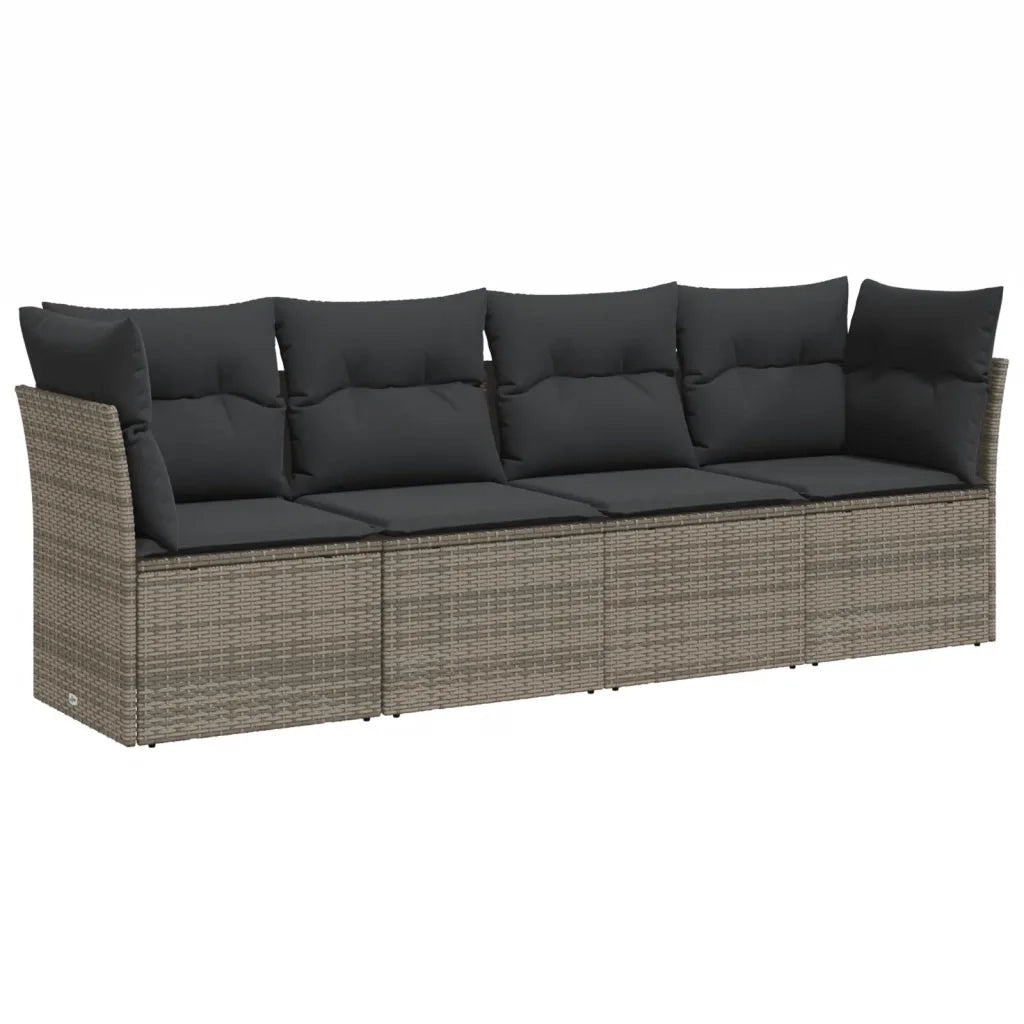 Set Divani da Giardino 4 pz | Set Salotto da Giardino con Cuscini in Polyrattan Grigio