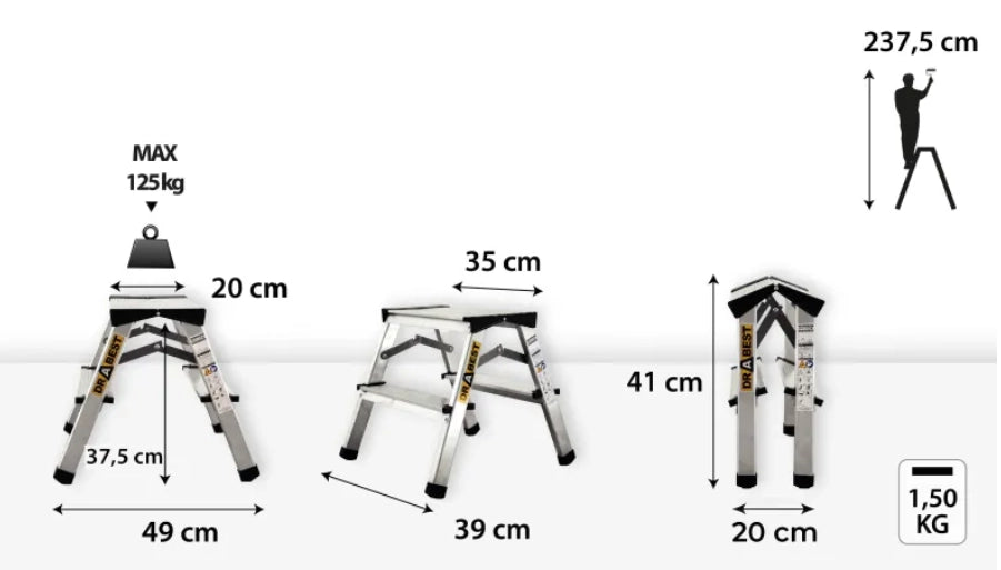 Drabest scala in alluminio doppia facciata 2x2 portata 125kg
