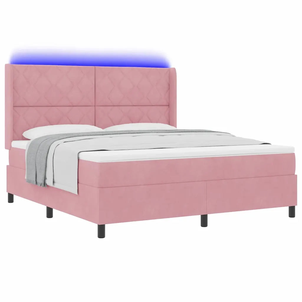 Letto a molle con strisce LED Rosa 180 x 200 cm Velluto 3343939