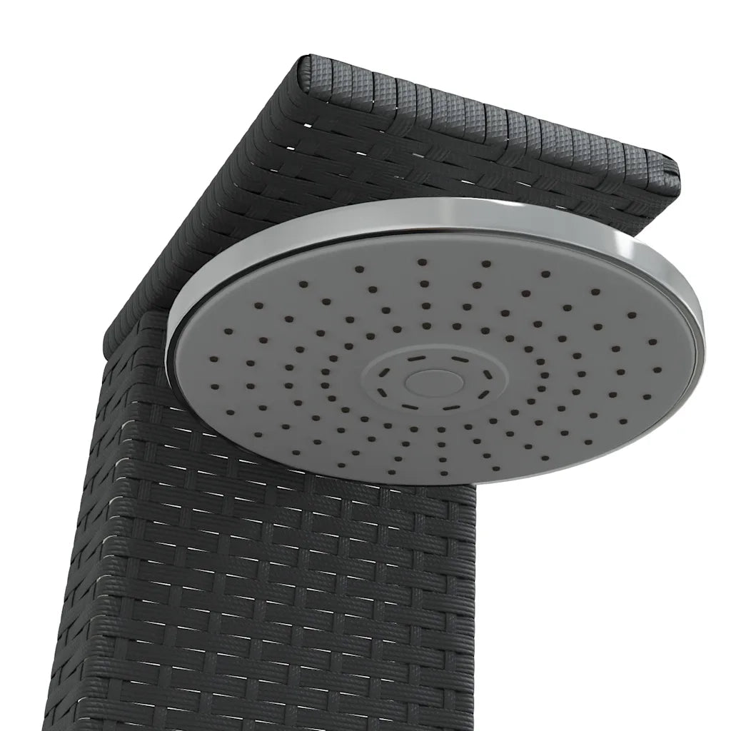 Doccia da Esterno Nera 55x60x224cm in Polyrattan e Legno Acacia CFW4721646