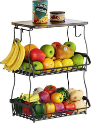Fruitiera con 3 livelli - risoluzione moderna per le pareti - con coperchio in legno