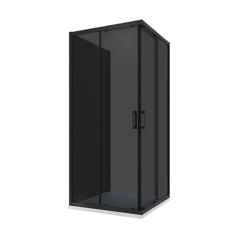 Box doccia nero opaco 3 lati 80x80x80 cm con doppio scorrevole h190 cm e vetro fumè 6 mm | Tremiti