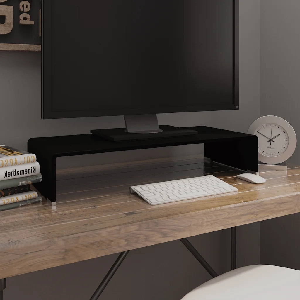 Mobile/Rialzo Porta TV-Supporto per TV in Vetro Nero 70x30x13 cm