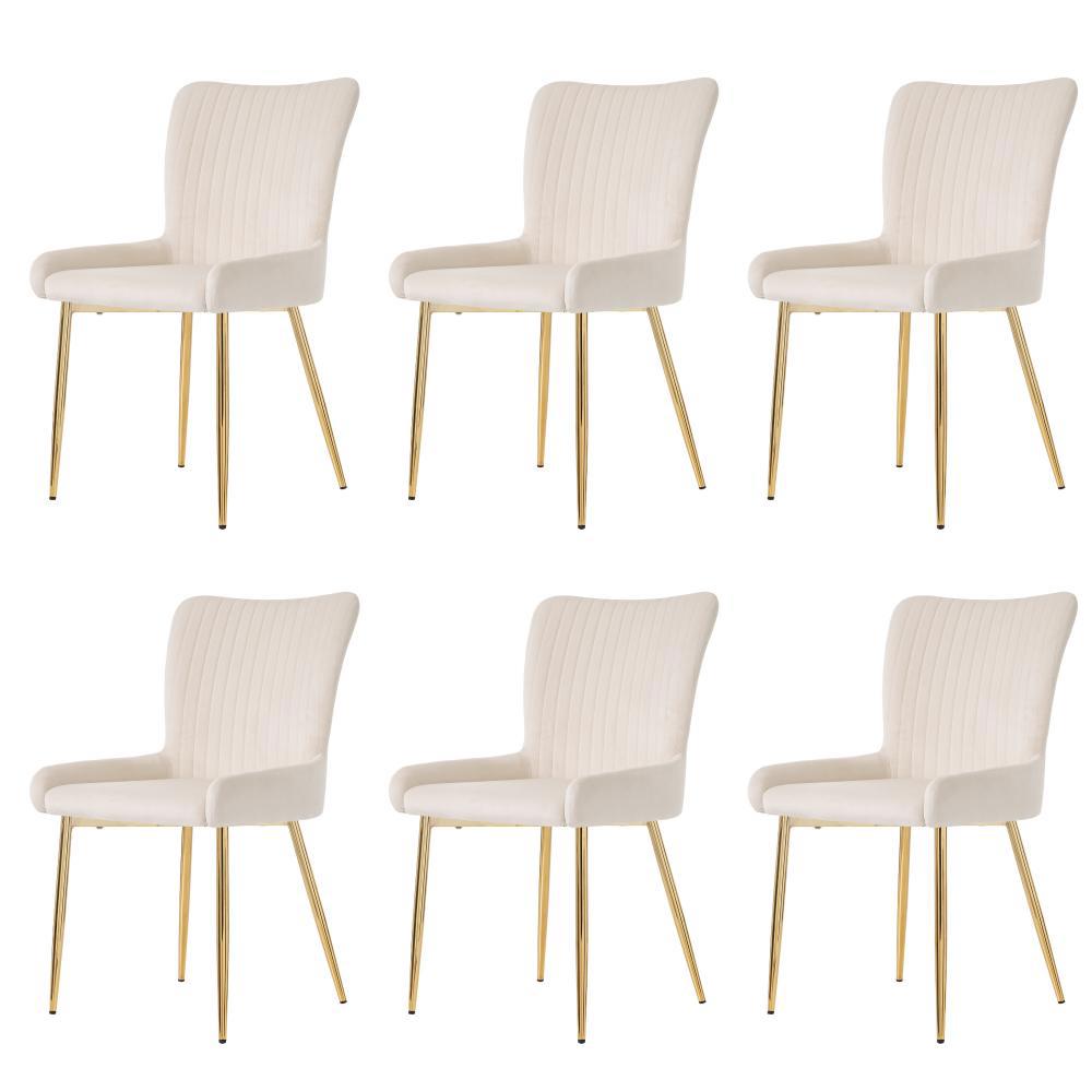 Set di 6 sedie da pranzo in velluto - Xylo - Supporto lombare gambe in metallo dorato